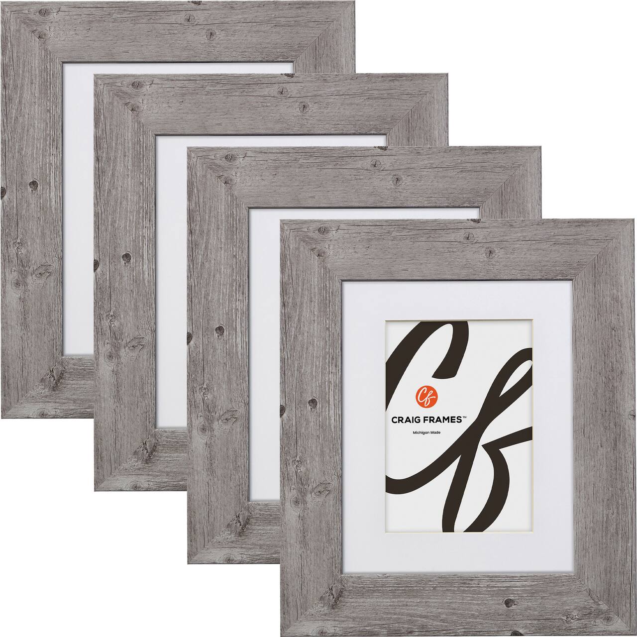 4 Pack Craig Frames American Barn Light Gray Picture Frame with Mat